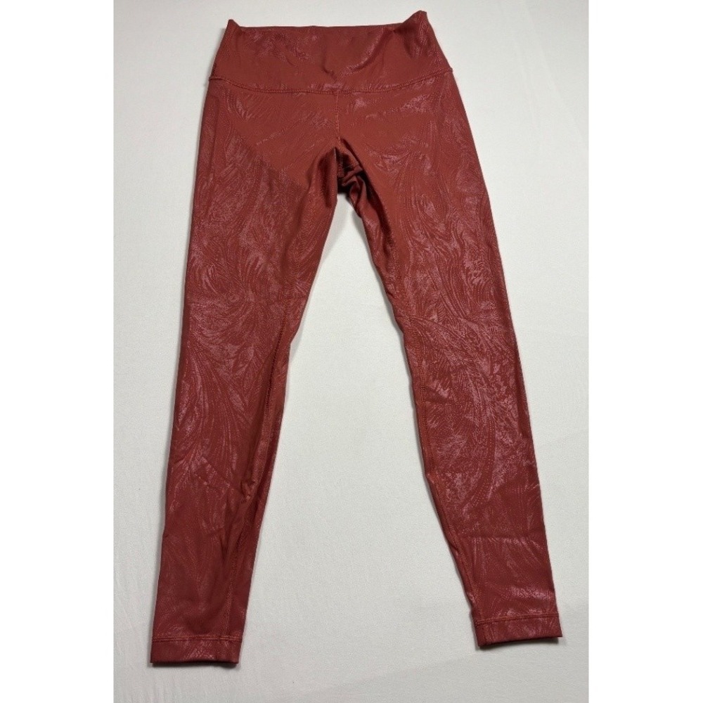 lululemon Wunder Under High Rise Tight Shine Floral Cranberry Brown Women's 8